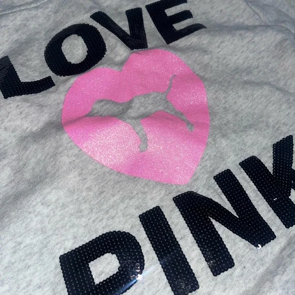 PINK ORIGINALS Victoria's Secret Heather Gray Hoodie with Sequin and Glitter - Picture 4 of 4